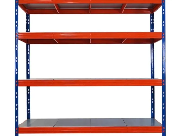 PROREGAL Mega Deal 3x Profi Schwerlastregal Rhino HxBxT 180x200x60cm 4 Stahlplatten-Ebenen Fachlast 500kg Blau/Orange