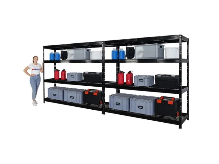 PROREGAL Mega Deal 2x Profi Schwerlastregal Rhino HxBxT 180x200x60cm 4 Gitterrost-Ebenen Fachlast 500kg Schwarz* Regalsysteme