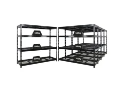 PROREGAL Mega Deal 5x Profi Schwerlastregal Rhino HxBxT 180x200x60cm 4 Gitterrost-Ebenen Fachlast 500kg Schwarz