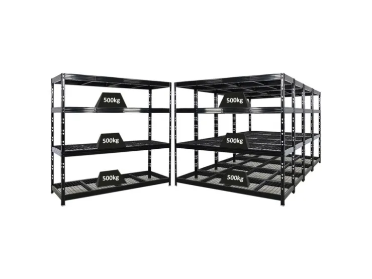 PROREGAL Mega Deal 5x Profi Schwerlastregal Rhino HxBxT 180x200x60cm 4 Gitterrost-Ebenen Fachlast 500kg Schwarz