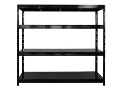 PROREGAL Mega Deal 3x Profi Schwerlastregal Rhino HxBxT 180x200x60cm 4 Stahlplatten-Ebenen Fachlast 500kg Schwarz* Regalsysteme