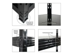 PROREGAL Mega Deal 3x Profi Schwerlastregal Rhino HxBxT 180x200x60cm 4 Stahlplatten-Ebenen Fachlast 500kg Schwarz* Regalsysteme