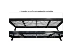 PROREGAL Mega Deal 4x Profi Schwerlastregal Rhino HxBxT 180x200x60cm 4 Gitterrost-Ebenen Fachlast 500kg Schwarz