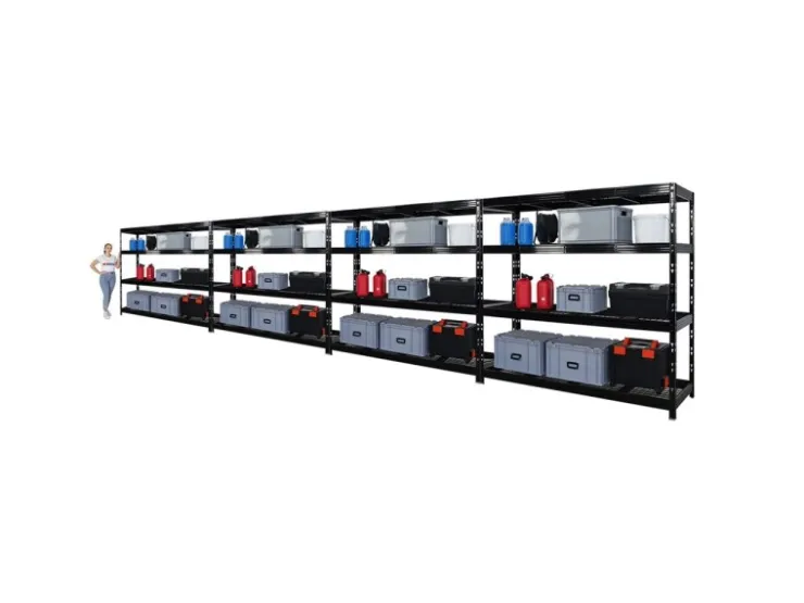 PROREGAL Mega Deal 4x Profi Schwerlastregal Rhino HxBxT 180x200x60cm 4 Gitterrost-Ebenen Fachlast 500kg Schwarz
