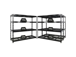PROREGAL Mega Deal 3x Profi Schwerlastregal Rhino HxBxT 180x200x60cm 4 Gitterrost-Ebenen Fachlast 500kg Schwarz* Regalsysteme