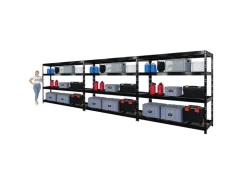 PROREGAL Mega Deal 3x Profi Schwerlastregal Rhino HxBxT 180x200x60cm 4 Gitterrost-Ebenen Fachlast 500kg Schwarz* Regalsysteme