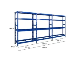 PROREGAL Mega Deal 3x Reifenregal Tiger 180x120x40 cm Bis Zu 12 Reifen Auf 2 Ebenen Mit 2 Fachboden* Regalsysteme