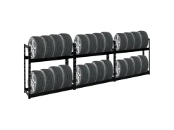 PROREGAL Mega Deal 3x Reifenregal Tiger HxBxT 100 x 110 x 35 cm bis zu 24 Reifen Schwarz