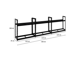 PROREGAL Mega Deal 3x Reifenregal Tiger HxBxT 100 x 110 x 35 cm bis zu 24 Reifen Schwarz