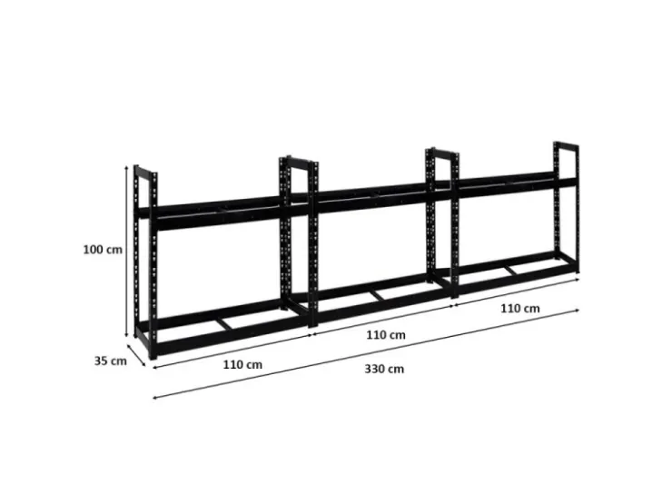 PROREGAL Mega Deal 3x Reifenregal Tiger HxBxT 100 x 110 x 35 cm bis zu 24 Reifen Schwarz