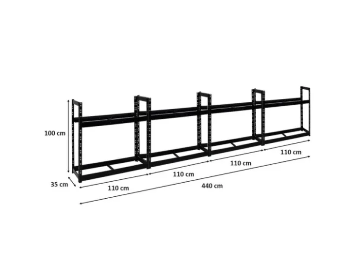 PROREGAL Mega Deal 4x Reifenregal Tiger HxBxT 100 x 110 x 35 cm bis zu 32 Reifen Schwarz* Regalsysteme