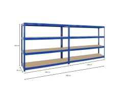 PROREGAL Mega Deal 2x Schwerlastregal Dino HxBxT 180 x 200 x 60 cm Fachlast 600 kg* Kellerregale|Schwerlastregal