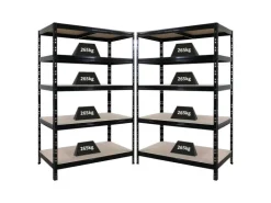 PROREGAL Mega Deal 2X Schwerlastregal Tiger HxBxT 180x120x60cm Fachlast 265kg Schwarz