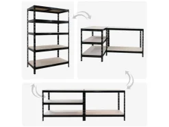 PROREGAL Mega Deal 5X Schwerlastregal Tiger HxBxT 180x120x60cm Fachlast 265kg Schwarz