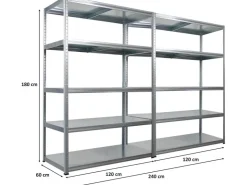 PROREGAL Mega Deal 2x Schwerlastregal Steel Eagle HxBxT 180x120x60cm Fachlast 130kg Verzinkt* Schwerlastregal