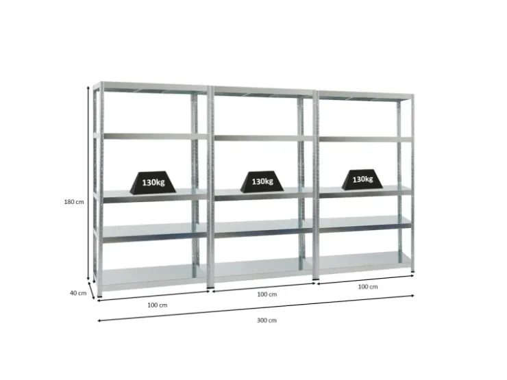 PROREGAL Mega Deal 3x Schwerlastregal Steel Eagle HxBxT 180 x 100 x 40 cm Fachlast 130 kg