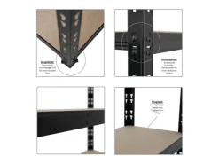 PROREGAL Mega Deal 2x Schwerlastregal APOLLO HxBxT 150 x 90 x 30 cm Fachlast 175kg Schwarz* Kellerregale|Regale Schwarz