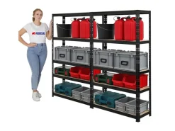 PROREGAL Mega Deal 2x Schwerlastregal APOLLO HxBxT 150 x 90 x 30 cm Fachlast 175kg Schwarz* Kellerregale|Regale Schwarz
