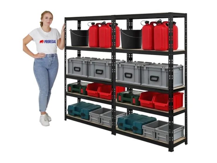 PROREGAL Mega Deal 2x Schwerlastregal APOLLO HxBxT 150 x 90 x 30 cm Fachlast 175kg Schwarz* Kellerregale|Regale Schwarz