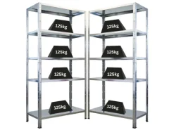 PROREGAL Mega Deal 2x Schwerlastregal Ares HxBxT 180x90x40cm Fachlast 125 kg Verzinkt