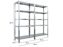 PROREGAL Mega Deal 2x Schwerlastregal Ares HxBxT 180x90x40cm Fachlast 125 kg Verzinkt