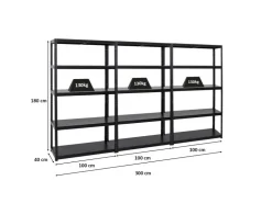 PROREGAL Mega Deal 3x Schwerlastregal Steel Eagle HxBxT 180 x 100 x 40 cm Fachlast 130 kg* Büroregale