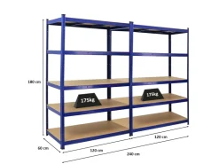 PROREGAL Mega Deal 2x Schwerlastregal Taurus HxBxT 180 x 120 x 60 cm Fachlast 175 kg