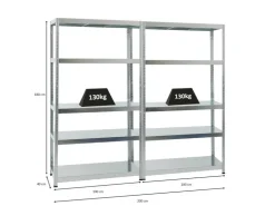 PROREGAL Mega Deal 2x Schwerlastregal Steel Eagle HxBxT 180 x 100 x 40 cm Fachlast 130 kg