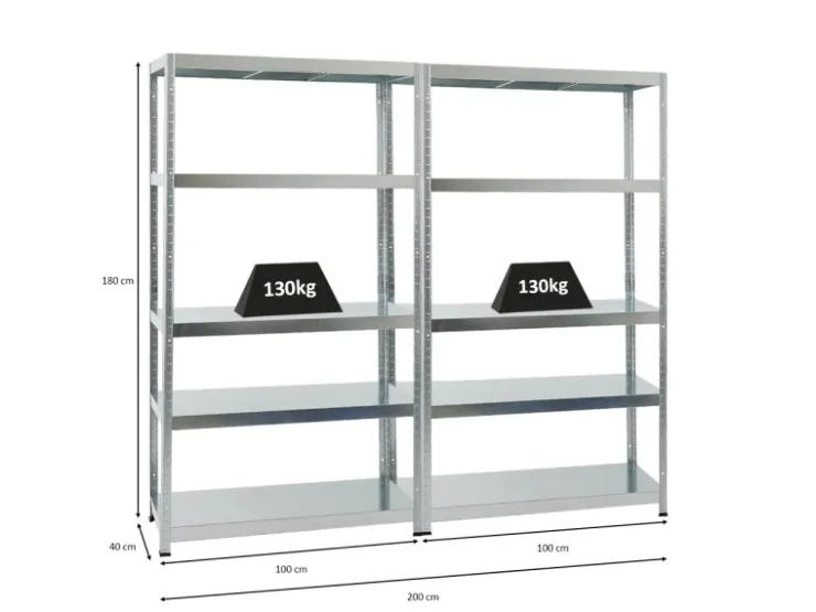 PROREGAL Mega Deal 2x Schwerlastregal Steel Eagle HxBxT 180 x 100 x 40 cm Fachlast 130 kg