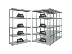 PROREGAL Mega Deal 5x Schwerlastregal Steel Eagle HxBxT 180x120x40 cm Fachlast 130kg Verzinkt* Regalsysteme