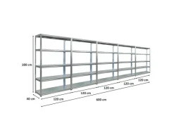 PROREGAL Mega Deal 5x Schwerlastregal Steel Eagle HxBxT 180x120x40 cm Fachlast 130kg Verzinkt* Regalsysteme