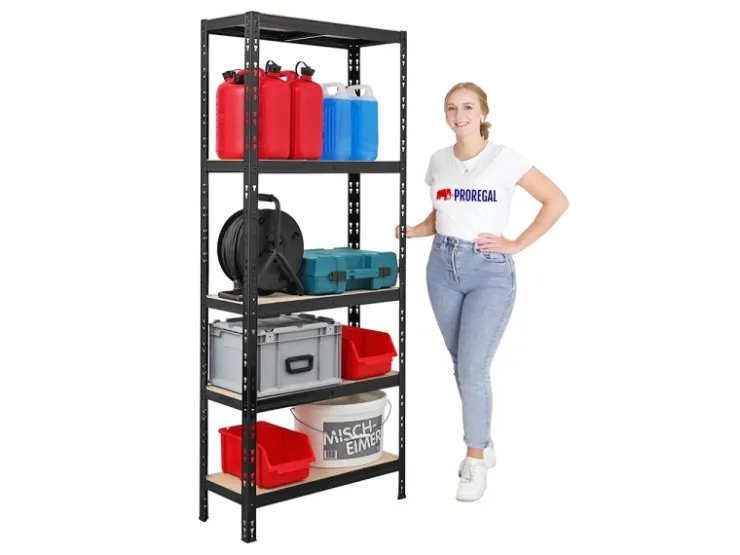 PROREGAL Mega Deal 2x Schwerlastregal APOLLO HxBxT 180 x 75 x 30 cm Fachlast 175kg Schwarz* Metallregale|Kellerregale
