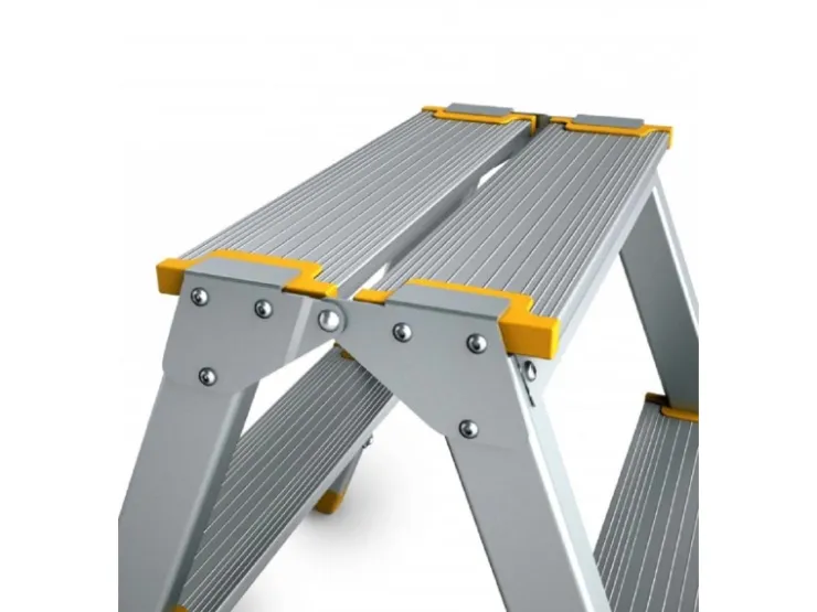 PROREGAL Metal Double Giraffe Doppelseitige-Aluminium-Stufenstehleiter 5 Stufen 109 cm Hoch 150 kg Tragkraft Leiter Trittleiter Haushaltsleiter