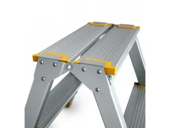 PROREGAL Metal Double Giraffe Doppelseitige-Aluminium-Stufenstehleiter 6 Stufen 132 cm Hoch 150 kg Tragkraft Leiter Trittleiter Haushaltsleiter