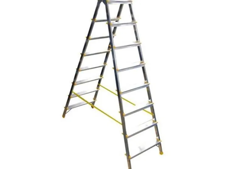 PROREGAL Metal Double Giraffe Doppelseitige-Aluminium-Stufenstehleiter 8 Stufen 178 cm Hoch 150 kg Tragkraft Leiter Trittleiter Haushaltsleiter* Leitern