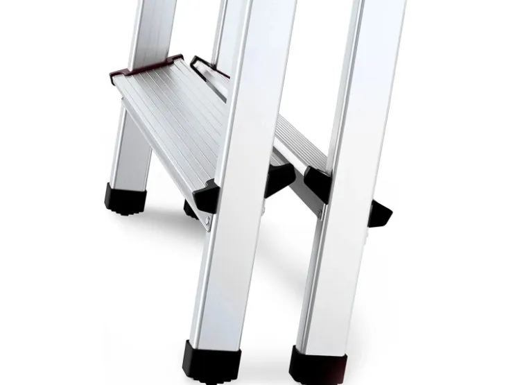 PROREGAL Metal Double Giraffe Doppelseitige-Aluminium-Stufenstehleiter 3 Stufen 125 kg Tragkraft Leiter Trittleiter Stufenleiter Haushaltsleiter* Klapptritte