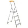 PROREGAL Metal Single Giraffe Einseitige-Aluminium-Bügelleiter mit Ablageschale 4 Stufen 152 cm Hoch Leiter Trittleiter Stehleiter Haushaltsleiter* Klapptritte