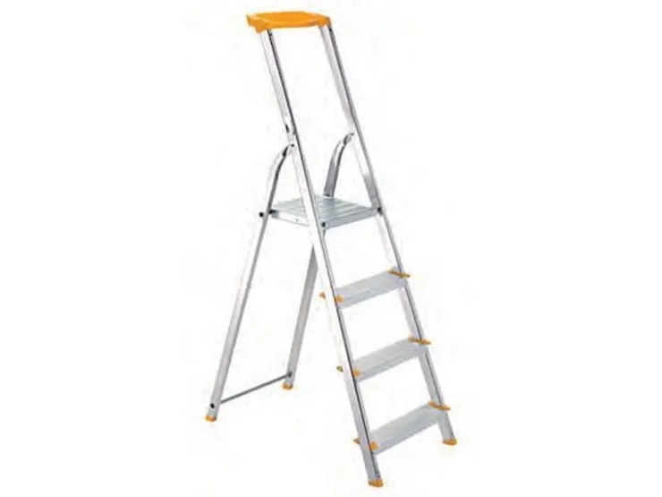 PROREGAL Metal Single Giraffe Einseitige-Aluminium-Bügelleiter mit Ablageschale 5 Stufen 175 cm Hoch Leiter Trittleiter Stehleiter Haushaltsleiter* Klapptritte