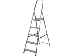 PROREGAL Metal Single Giraffe Einseitige-Metall-Bügelleiter 4 Stufen 149 cm Hoch 125 kg Tragkraft Stahl Trittleiter Stufenleiter Stehleiter