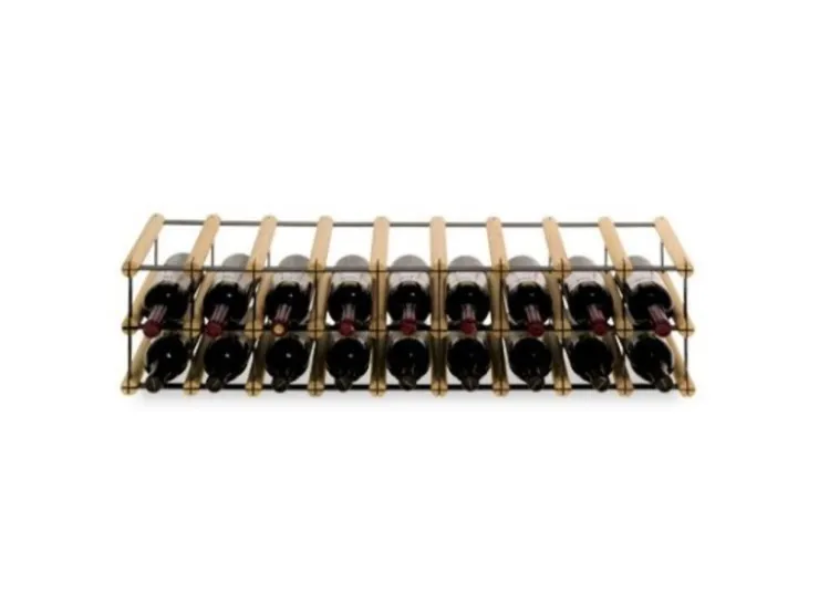 PROREGAL Modulares Weinregal Vinotega Mod Metal HxBxT 22,5 x 92,5 x 24,5 cm 9 x 2 Flaschen Massives Kiefernholz Natur* Flaschenregale