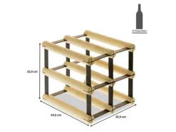 PROREGAL Modulares Weinregal Vinotega Mod Metal HxBxT 22,5 x 22,5 x 24,5 cm 2 x 2 Flaschen Massives Kiefernholz Geölt