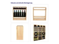 PROREGAL Modulares Weinregal Vincellar Mod HxBxT 60 x 60 x 30 cm Standflaschen Modul Für 32 Flaschen Massives Kiefernholz Natur* Regale Massivholz