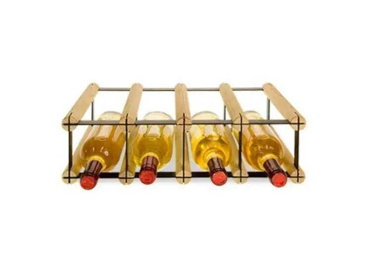 PROREGAL Modulares Weinregal Vinotega Mod Metal HxBxT 12,5 x 42,5 x 24,5 cm 4 x 1 Flaschen Massives Kiefernholz Natur