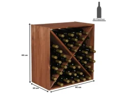 PROREGAL Modulares Weinregal Vincellar Mod HxBxT 60 x 60 x 30 cm Kreuz Modul Für 40 Flaschen Massives Kiefernholz Geölt