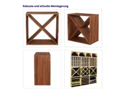 PROREGAL Modulares Weinregal Vincellar Mod HxBxT 60 x 60 x 30 cm Kreuz Modul Für 40 Flaschen Massives Kiefernholz Geölt