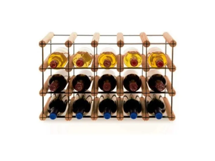 PROREGAL Modulares Weinregal Vinotega Mod Metal HxBxT 32,5 x 52,5 x 24,5 cm 5 x 3 Flaschen Massives Kiefernholz Geölt