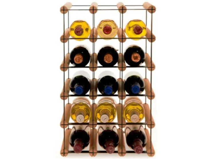 PROREGAL Modulares Weinregal Vinotega Mod Metal HxBxT 52,5 x 32,5 x 24,5 cm 3 x 5 Flaschen Massives Kiefernholz Geölt* Flaschenregale