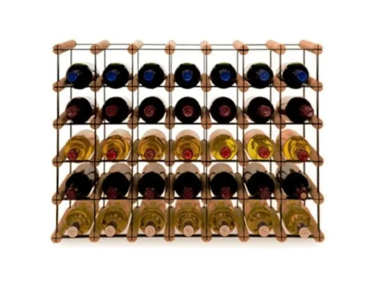 PROREGAL Modulares Weinregal Vinotega Mod Metal HxBxT 52,5 x 72,5 x 24,5 cm 7 x 5 Flaschen Massives Kiefernholz Geölt
