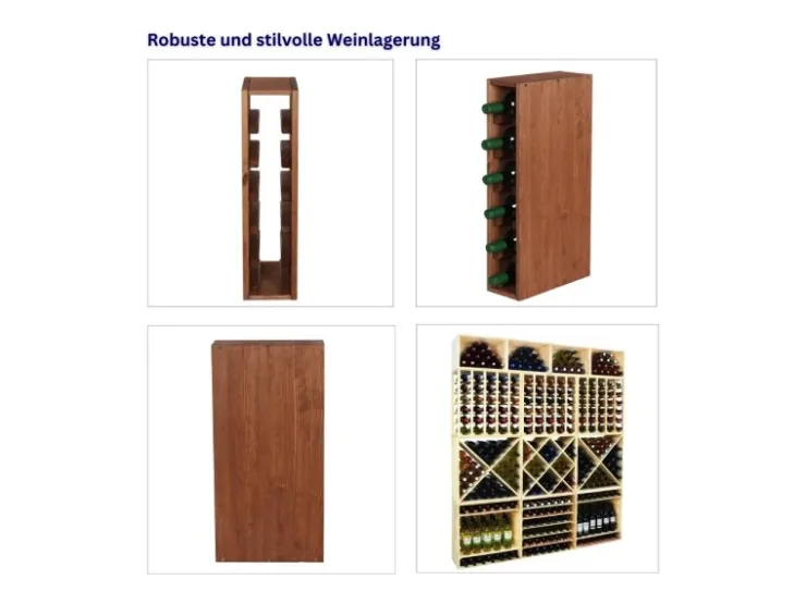 PROREGAL Modulares Weinregal Vincellar Mod HxBxT 60 x 12 x 30 cm Schmal Modul Für 6 Flaschen Massives Kiefernholz Geölt