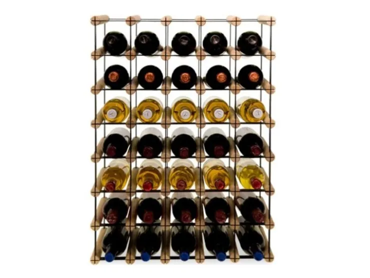 PROREGAL Modulares Weinregal Vinotega Mod Metal HxBxT 72,5 x 52,5 x 24,5 cm 5 x 7 Flaschen Massives Kiefernholz Natur* Flaschenregale